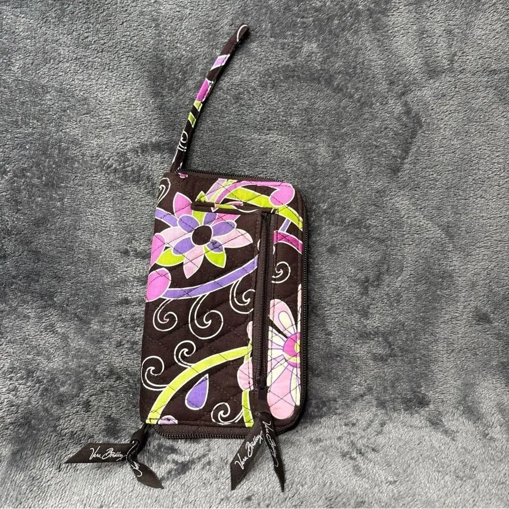 vera bradley large zip around wallet Brown Purple Pinch NWT - Picture 7 of 10